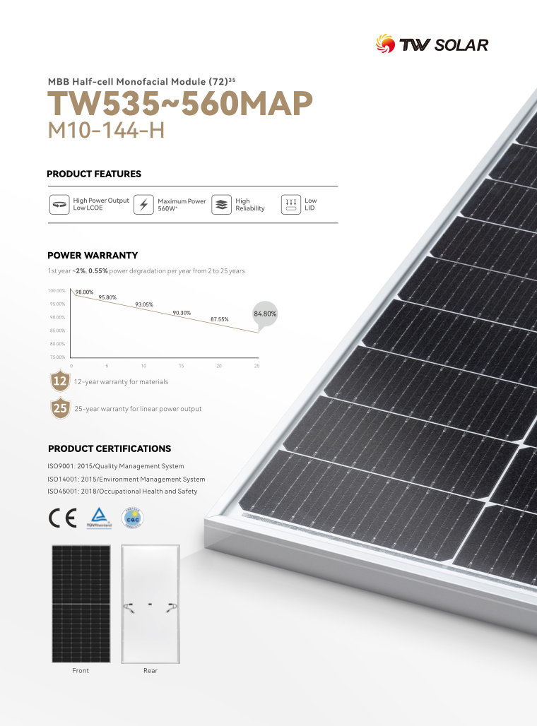 Tongwei 550W solar panels